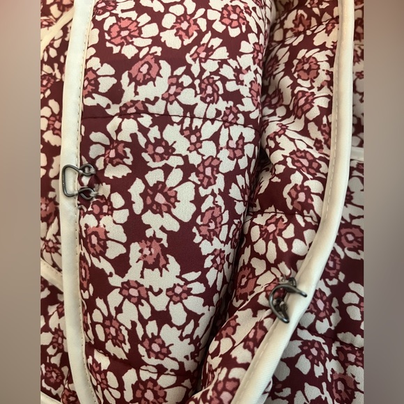 Floral Print Cropped Quilted Jacket Cardigan Open Front Padded Lightweight Coat - Picture 4 of 4